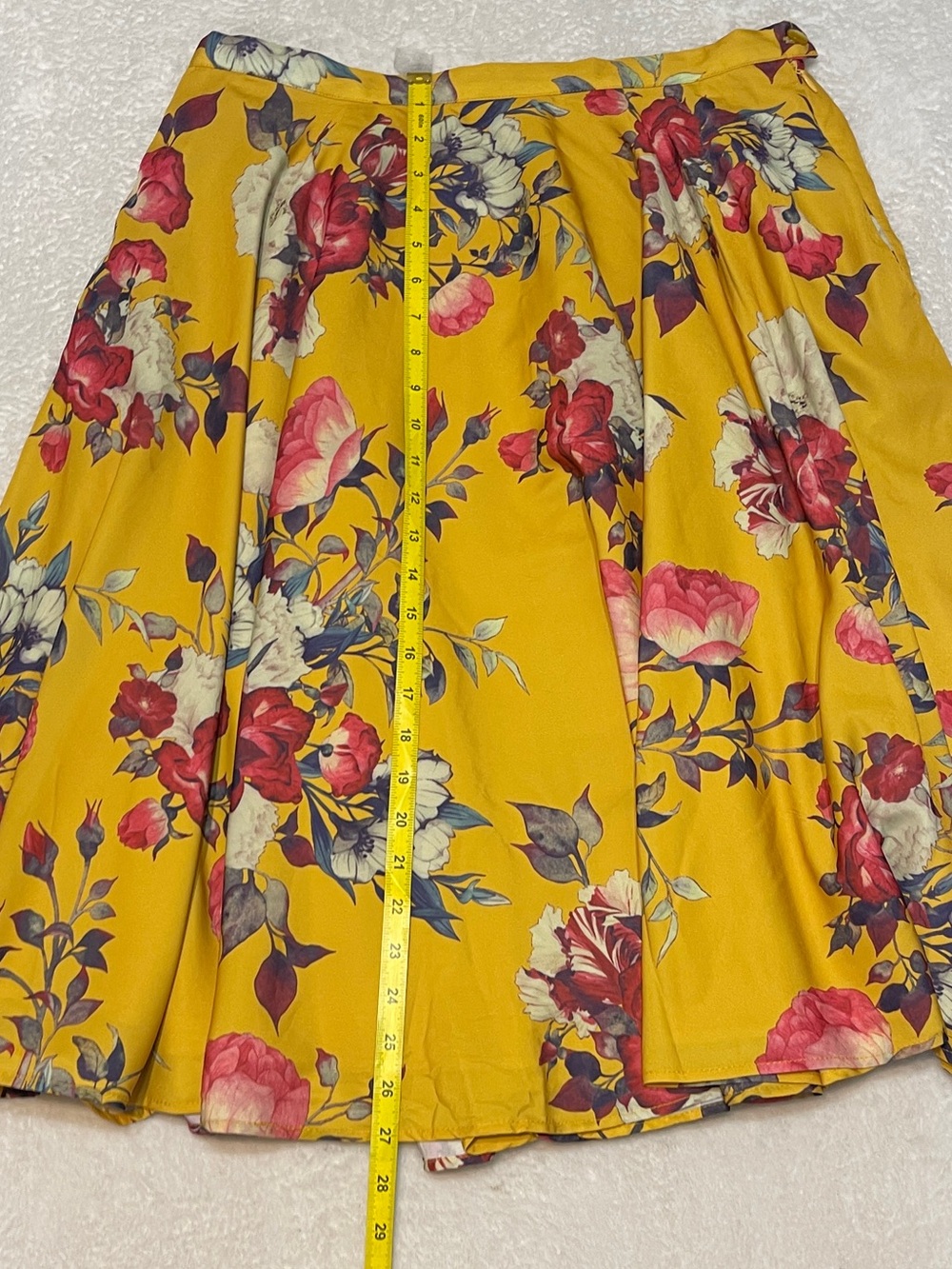 Modcloth Vibrant Yellow Floral High Waist Vintage Inspired A Line Mod Skirt L - Picture 12 of 13